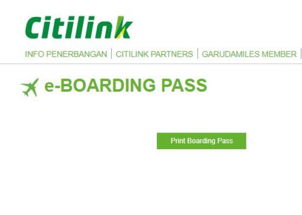 Cetak Ulang Boarding Pass Citilink